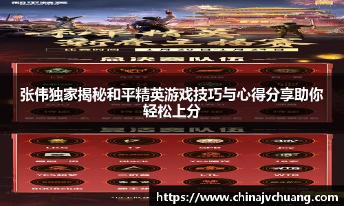 张伟独家揭秘和平精英游戏技巧与心得分享助你轻松上分